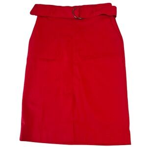Ovi Red Belted Pencil Skirt